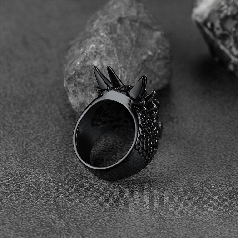 Punk Dragon Head Stainless Steel Ring for