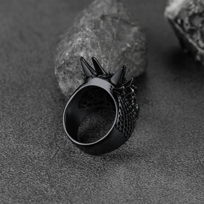 Punk Dragon Head Stainless Steel Ring for