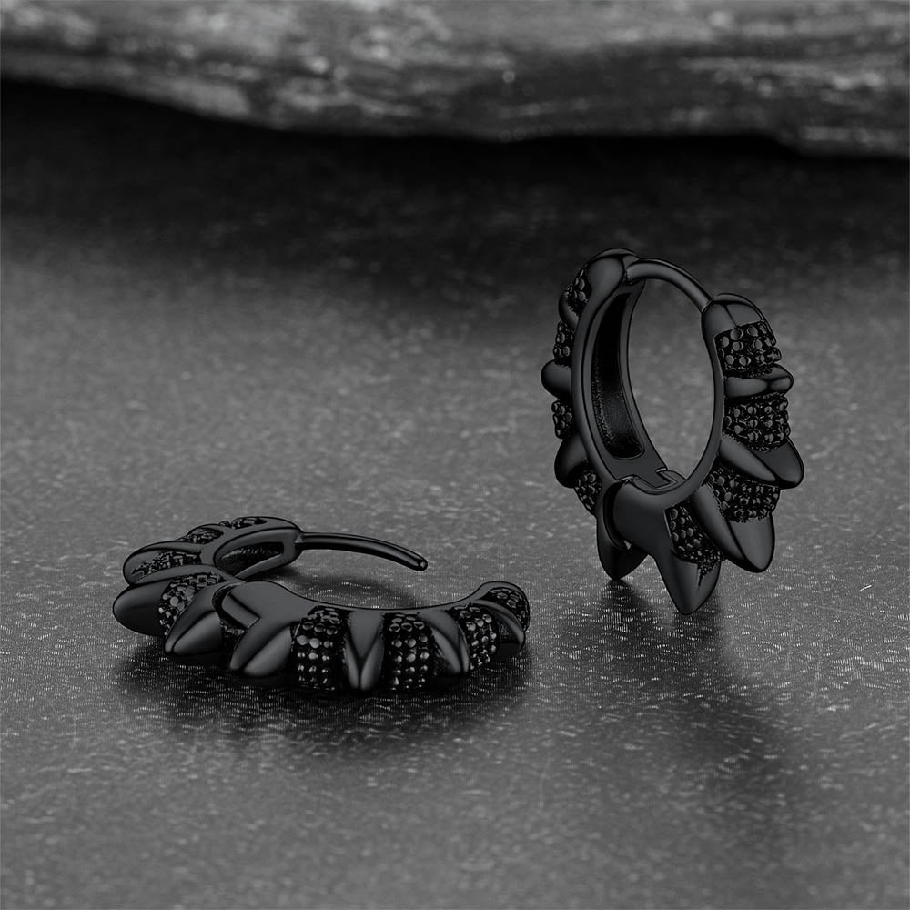 Punk Spikes and Rivets Huggie Hoop Earrings Piercing for