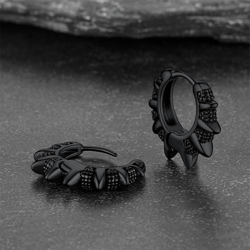 Punk Spikes and Rivets Huggie Hoop Earrings Piercing for