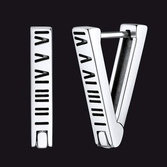 Roman Numerals Triangle Huggie Hoop Earrings for