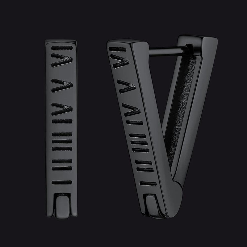 Roman Numerals Triangle Huggie Hoop Earrings for