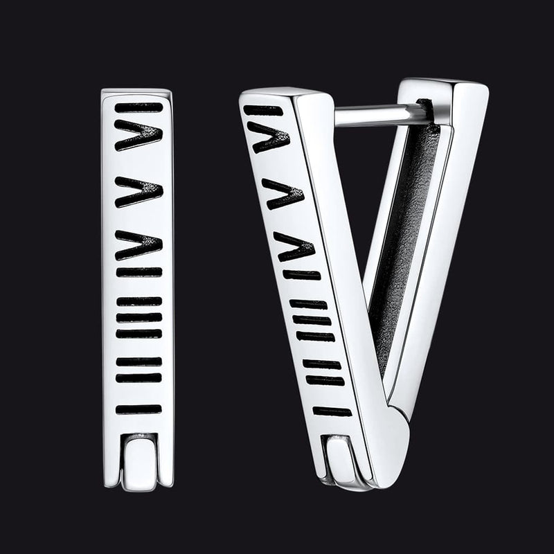 Roman Numerals Triangle Huggie Hoop Earrings for