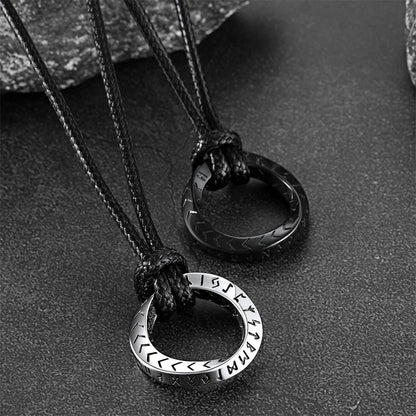 Viking Mobius Circle Leather Necklace Adjustable Leather Chain for