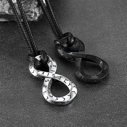 Viking Mobius Infinity Necklace Adjustable Leather Chain for