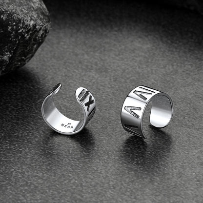 Sterling Silver Roman Numerals Non Pierced Ear Cuff Earrings Clip for