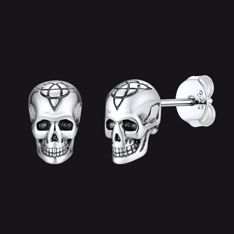 Celtic Triquetra Skull Stud Earrings for