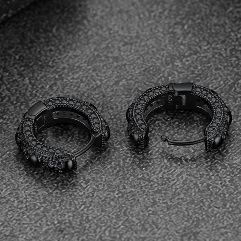 Cubic Zirconia Skull Huggie Hoop Earrings for