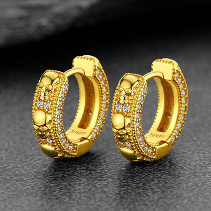 Cubic Zirconia Skull Huggie Hoop Earrings for