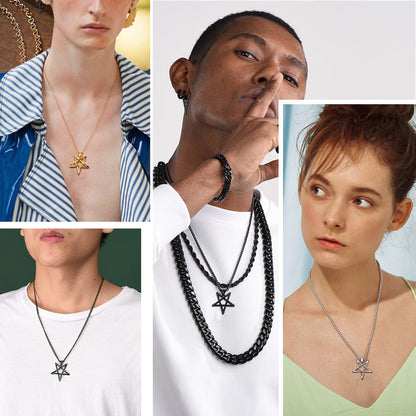 Solomon Satanic Inverted Pentagram Pendant Necklace