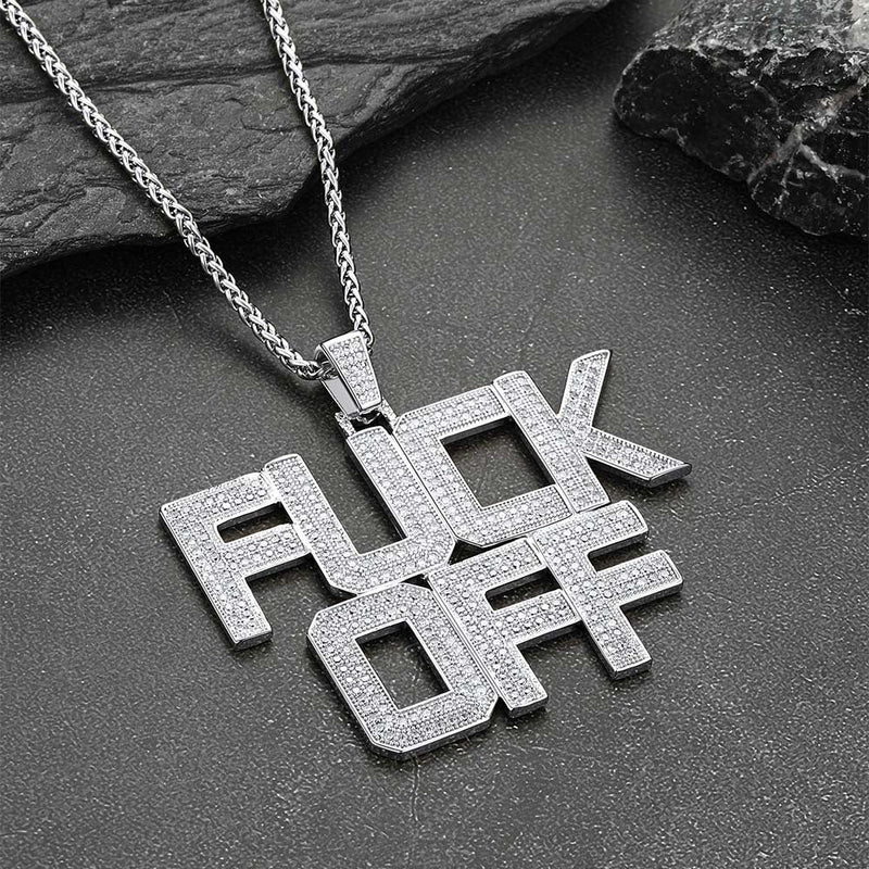 Faithheart F*ck Off Hip Hop Letter Pendant Necklace for