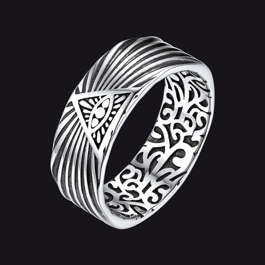 Silver All Seeing Eye Ring Celtic Knot Ring for