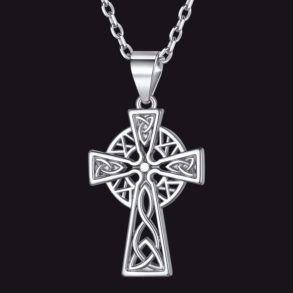 Sterling Silver Celtic Knot Cross Necklace for