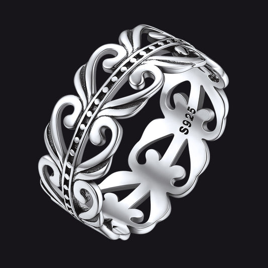 Sterling Silver Celtic Knot Filigree Vine Leaf Ring for