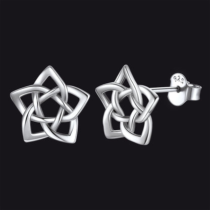Celtic Pentagram Stud Earrings for