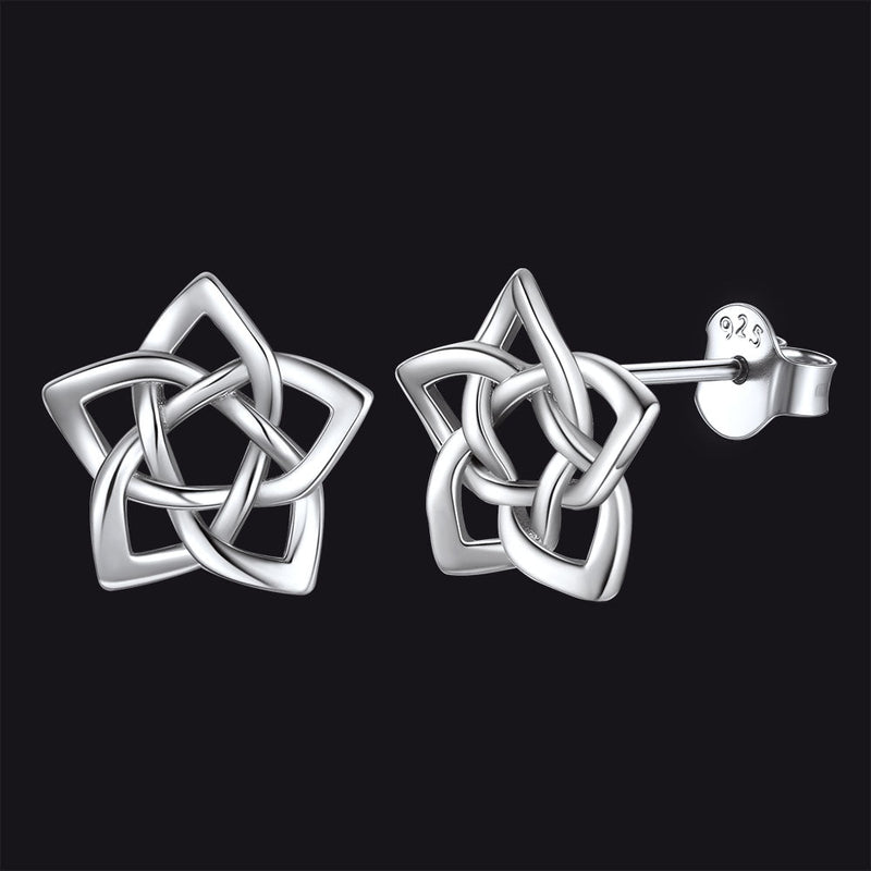 Celtic Pentagram Stud Earrings for