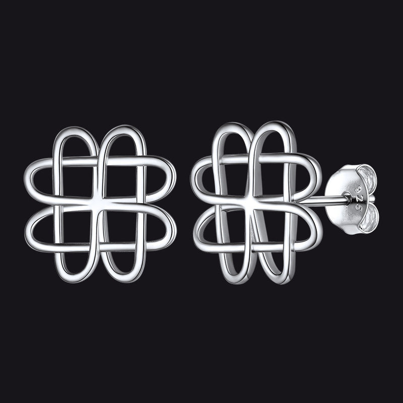 Silver Celtic Love Knot Stud Earrings for