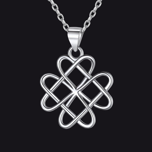 Sterling Silver Heart Flower Celtic Knot Necklace for