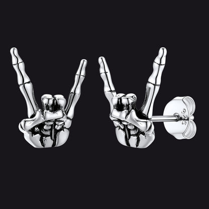 Skeleton Hand Stud Earrings for – 925 Sterling Silver Gothic Earrings