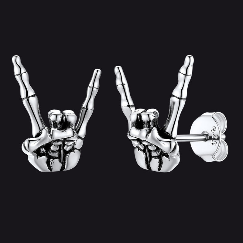 Skeleton Hand Stud Earrings for – 925 Sterling Silver Gothic Earrings