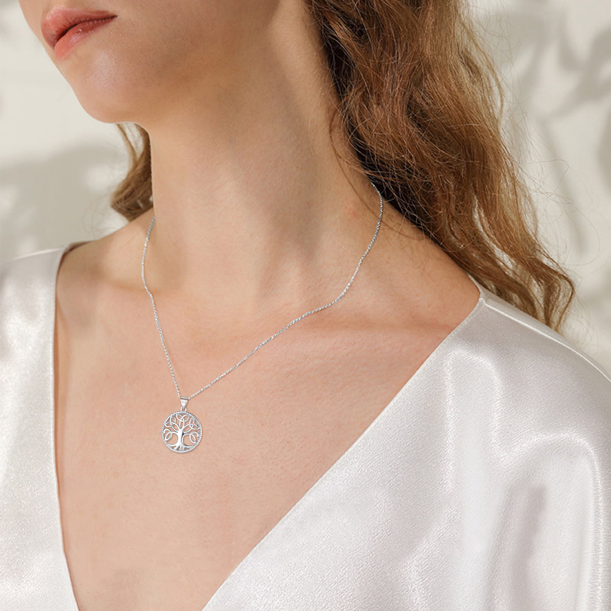 Sterling Silver Celtic Knot Tree of Life Necklace for