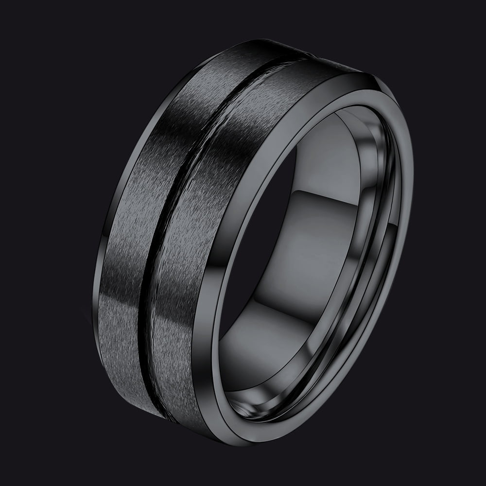 Tungsten Carbide Wedding Band Ring Grooved Matte Finish Ring for 8mm