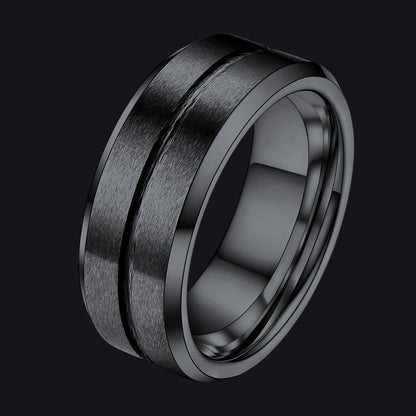 Tungsten Carbide Wedding Band Ring Grooved Matte Finish Ring for 8mm