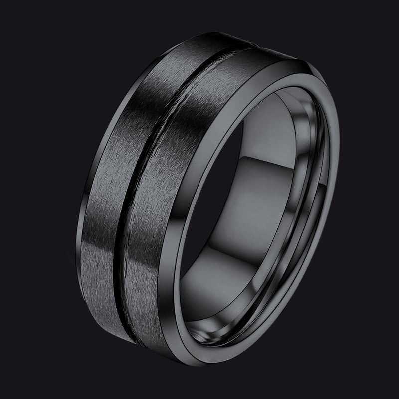 Tungsten Carbide Wedding Band Ring Grooved Matte Finish Ring for 8mm