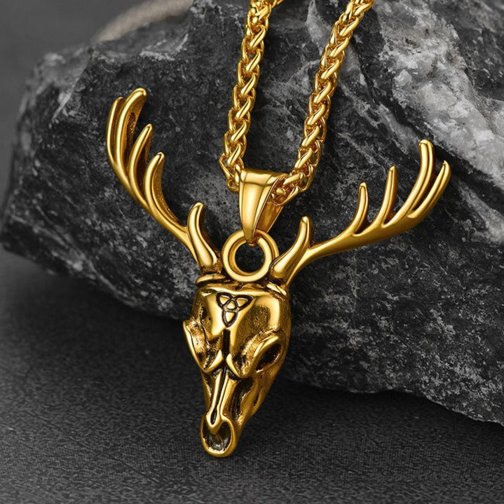 Viking Deer Necklace With Celtic Knot Christmas Gift for