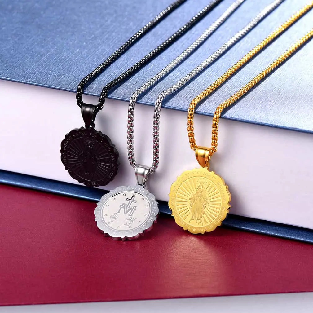 Virgin Mary Necklace Catholic Charm Necklace of Blessed