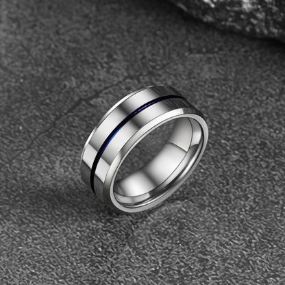 Silver Grooved Tungsten Carbide Wedding Band Ring for 8mm