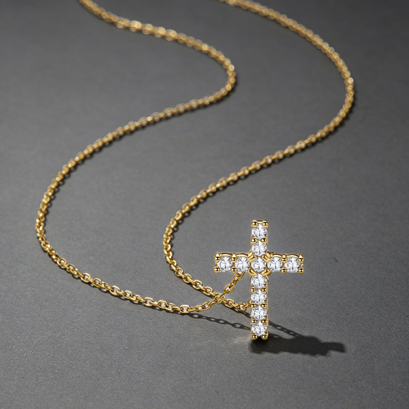 Faith Dainty Cross Pendant Necklace With Cz Gift for Mom Gift