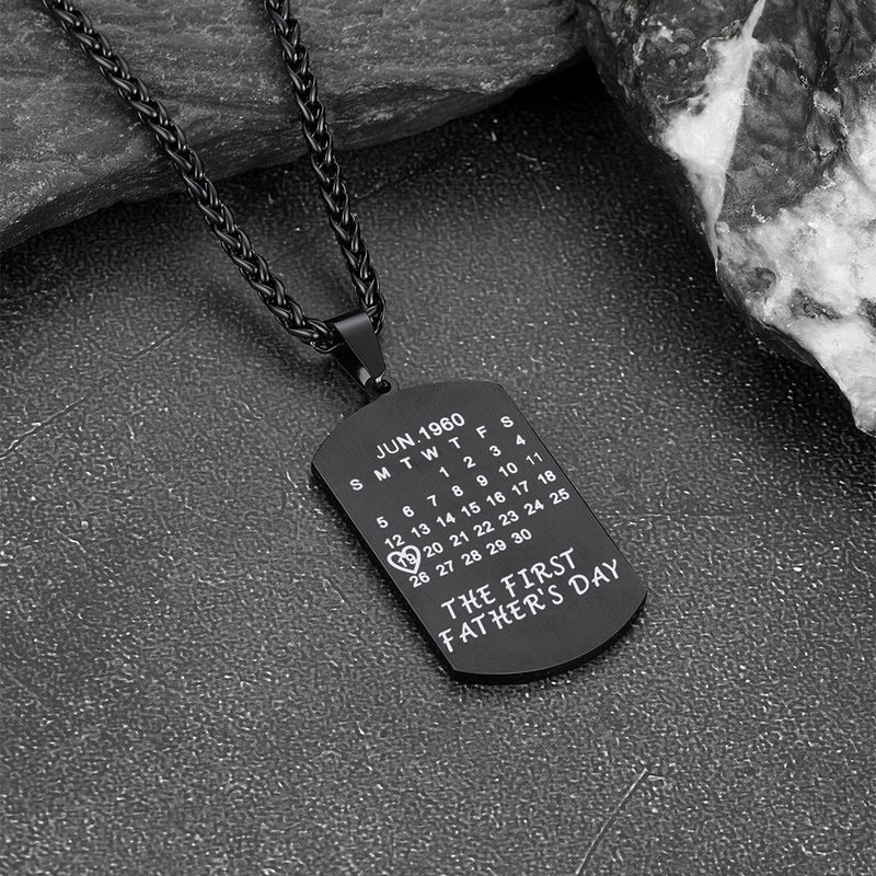 Customized Picture Dog Tag Necklace With Calendar Memorial Gift for