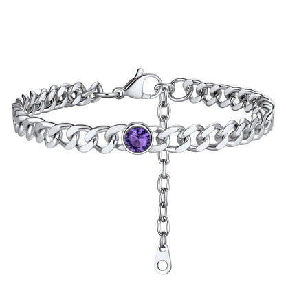 Personalized Birthstone Cuban Link Anklet for
