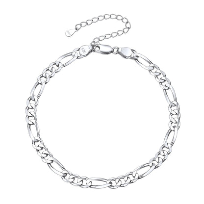 Sterling Silver Figaro Chain Link Ankle Bracelet for