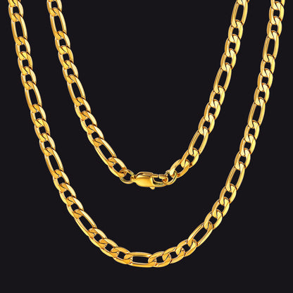 Figaro Link Chain Cuban Necklace for , 4/6/9/13 Mm Width