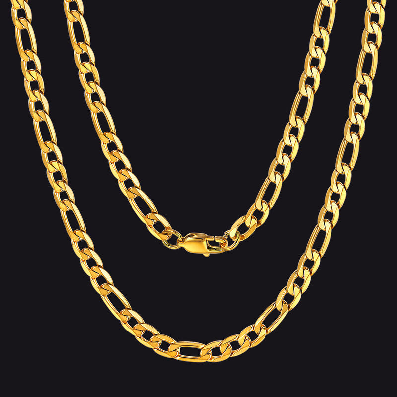 Figaro Link Chain Cuban Necklace for , 4/6/9/13 Mm Width