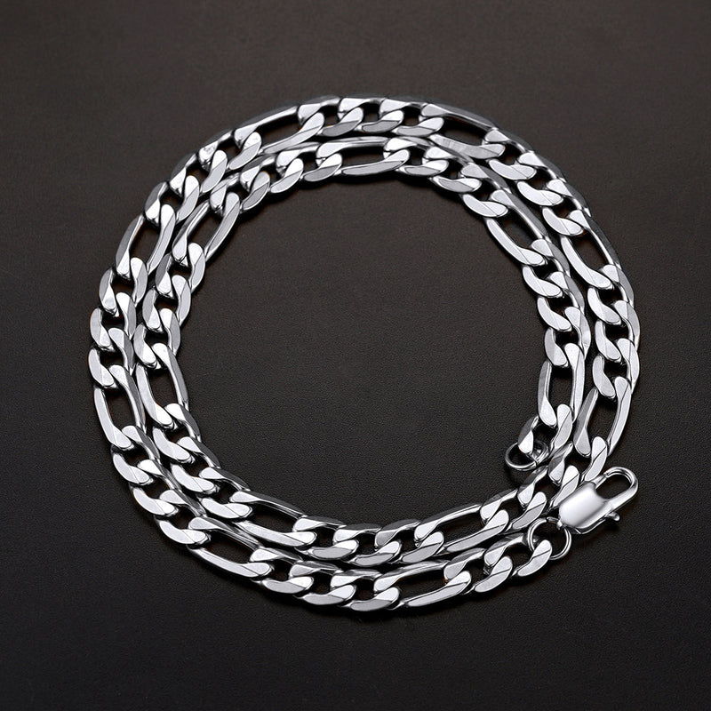Figaro Link Chain Cuban Necklace for , 4/6/9/13 Mm Width