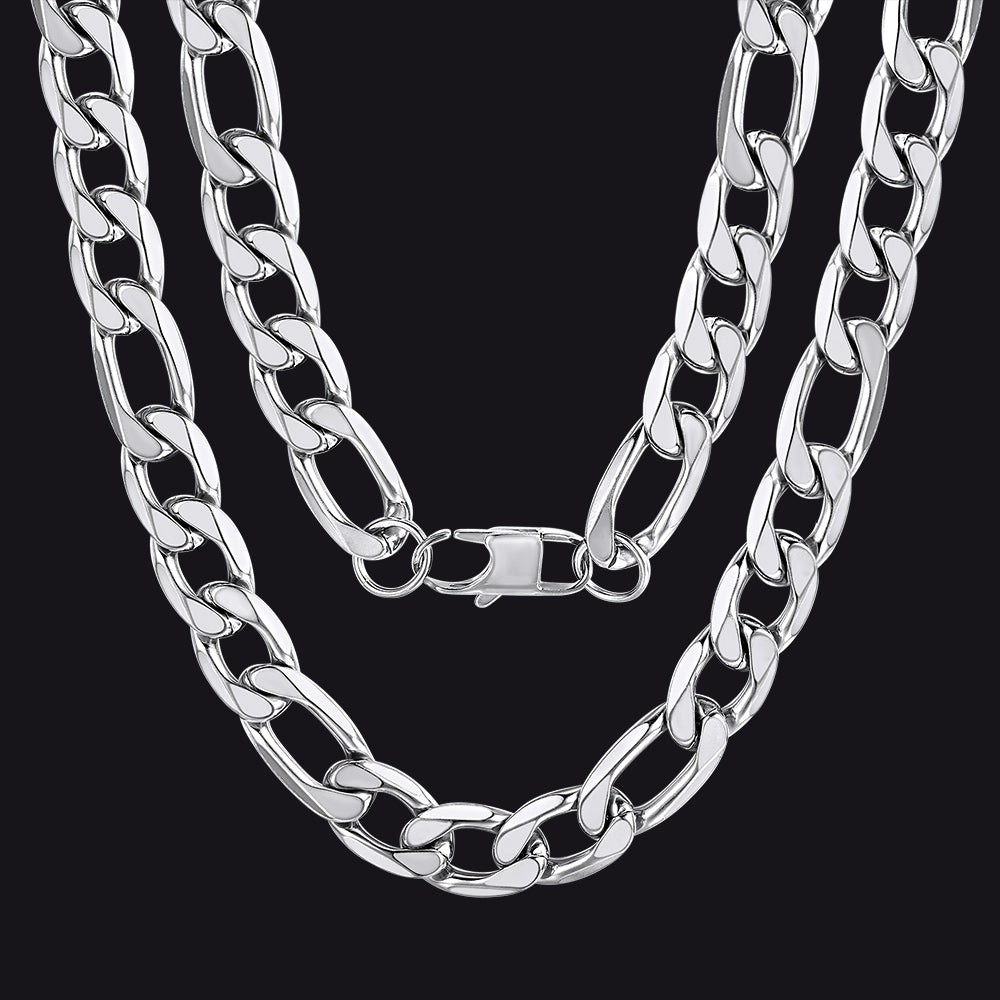 Figaro Link Chain Cuban Necklace for , 4/6/9/13 Mm Width