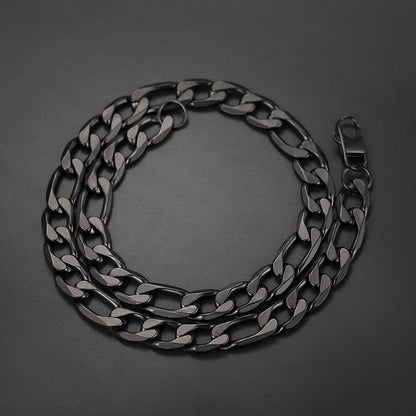 Figaro Link Chain Cuban Necklace for , 4/6/9/13 Mm Width