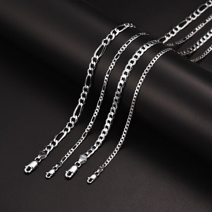 Figaro Link Chain Necklace in Sterling Silver