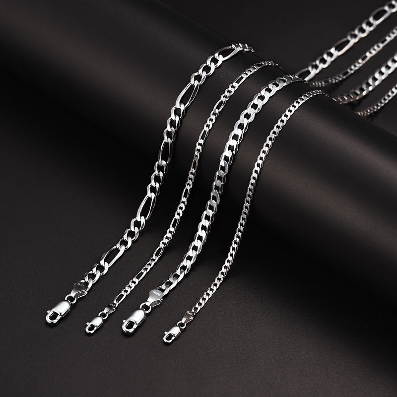 Figaro Link Chain Necklace in Sterling Silver