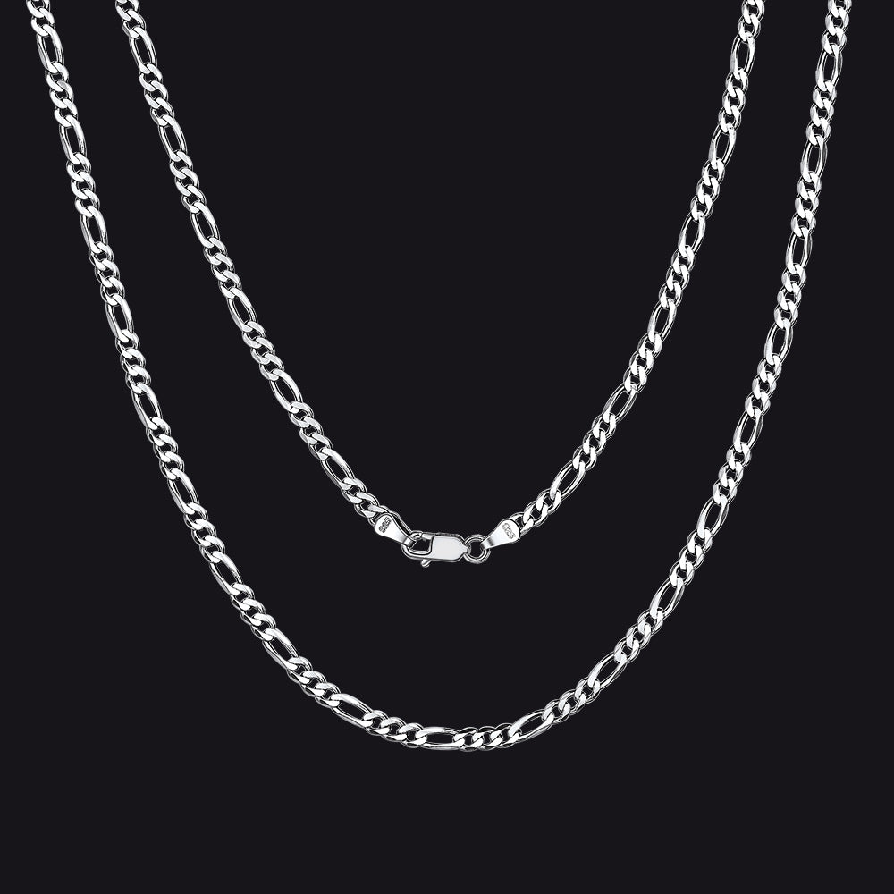 Figaro Link Chain Necklace in Sterling Silver