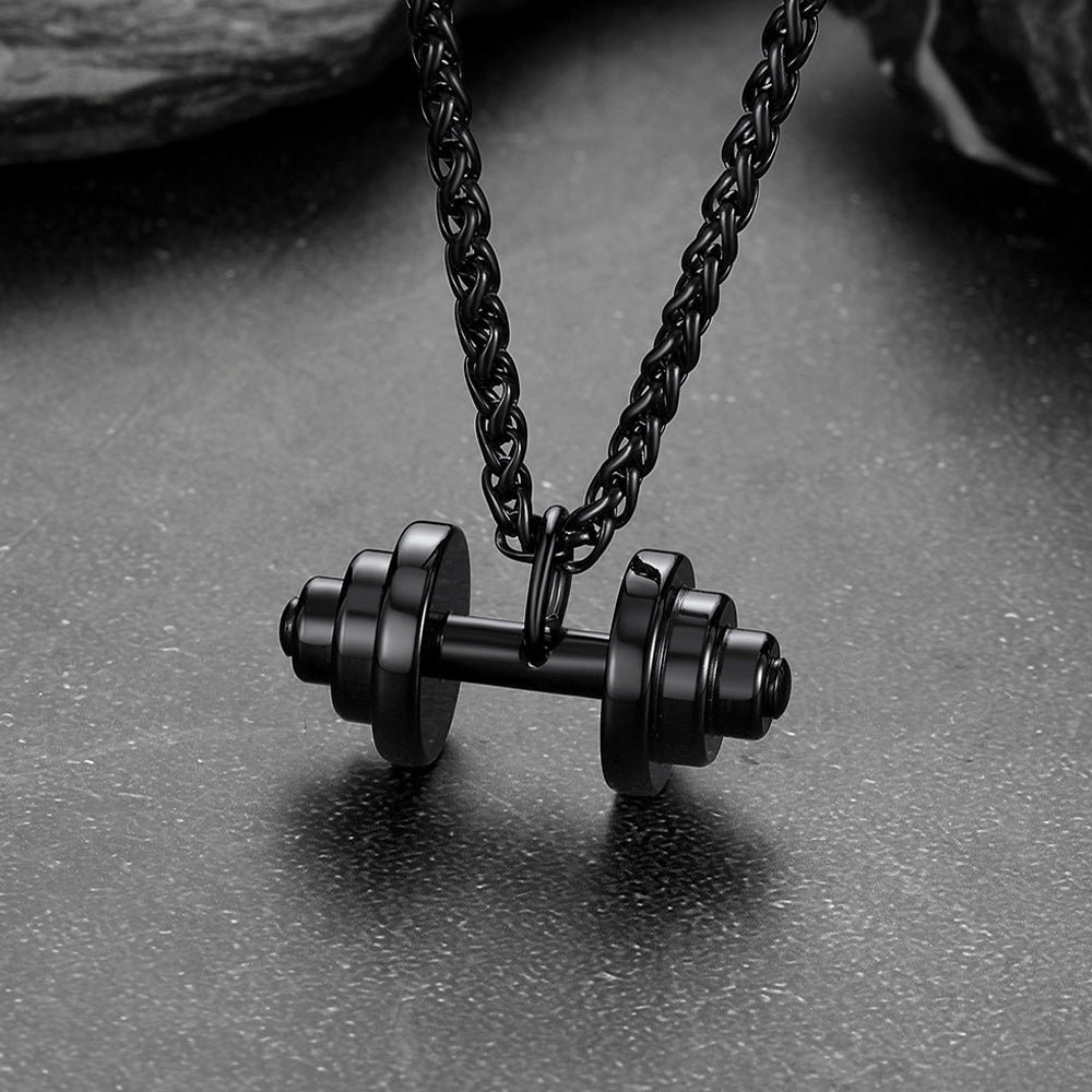 Fitness Dumbbell Pendant Necklace for