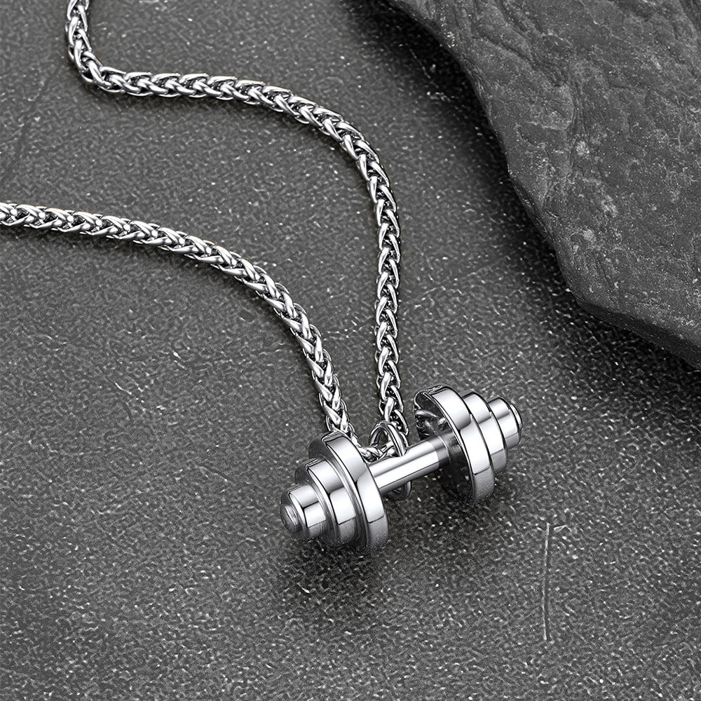 Fitness Dumbbell Pendant Necklace for