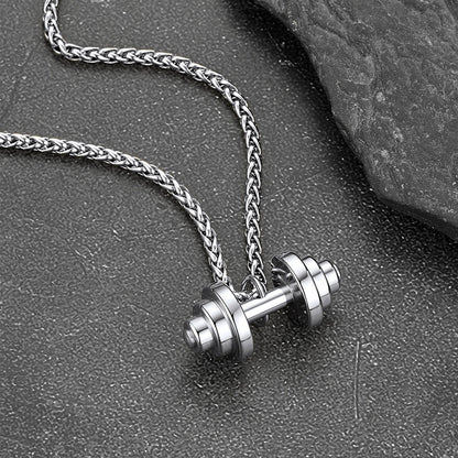 Fitness Dumbbell Pendant Necklace for