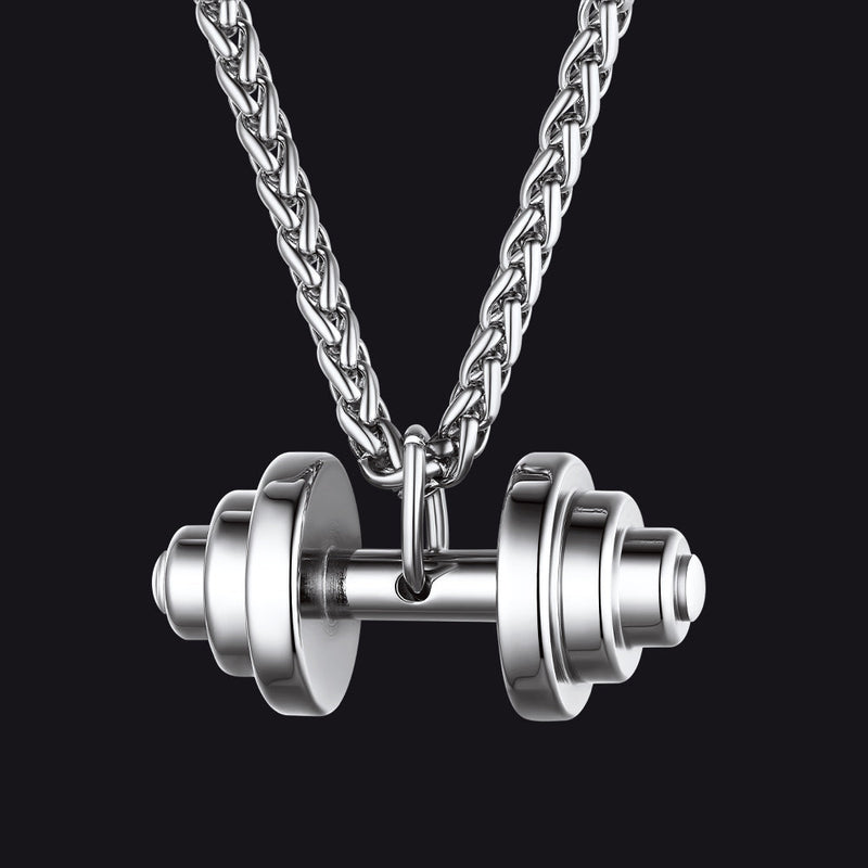 Fitness Dumbbell Pendant Necklace for