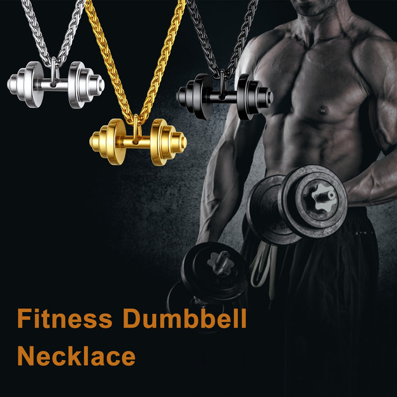 Fitness Dumbbell Pendant Necklace for