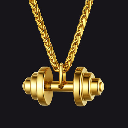 Fitness Dumbbell Pendant Necklace for