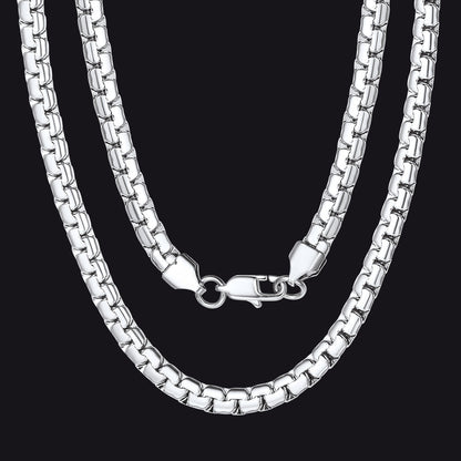 Flat Box Link Chain Stainless Steel Necklace for